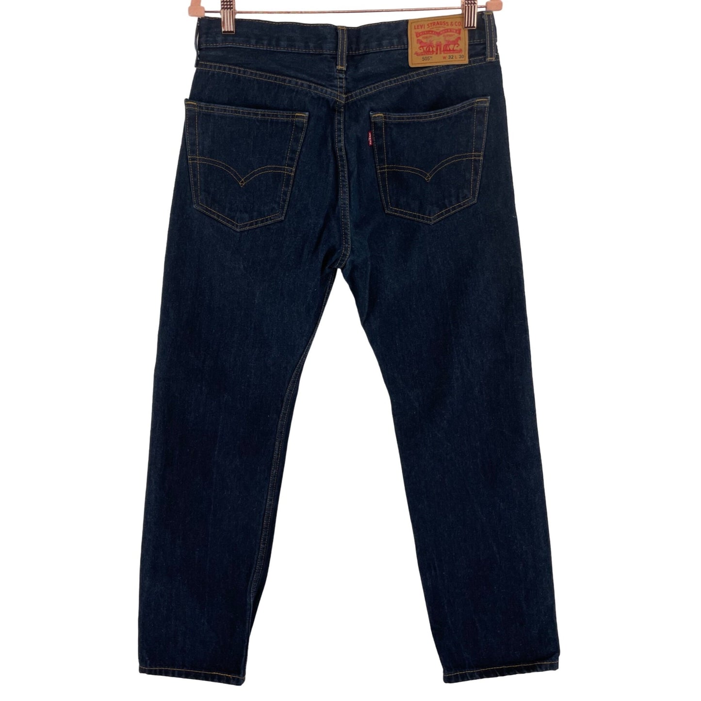 Levi's Men's Size 32 By 30 Dark Denim Wash Straight-Leg Blue Jean Pants