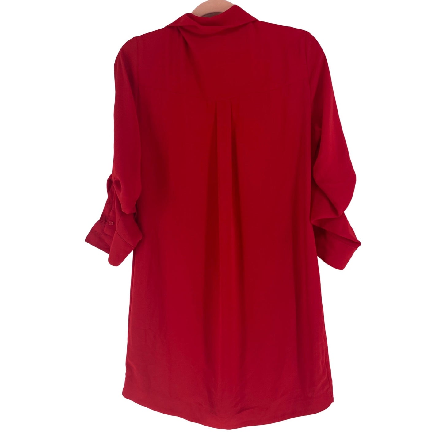 Express Women's Size Small Red Long-Sleeved Button-Down Midi Dress