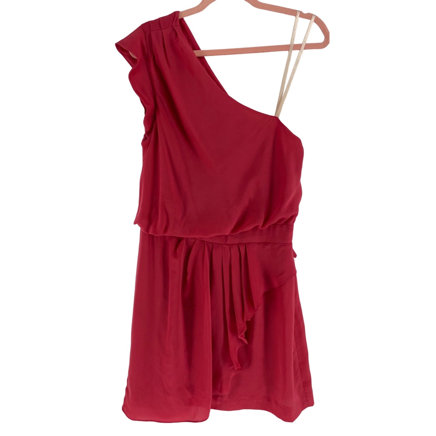 BCBGeneration Women's Size 12 Coral Pink One Shoulder Satin Dress