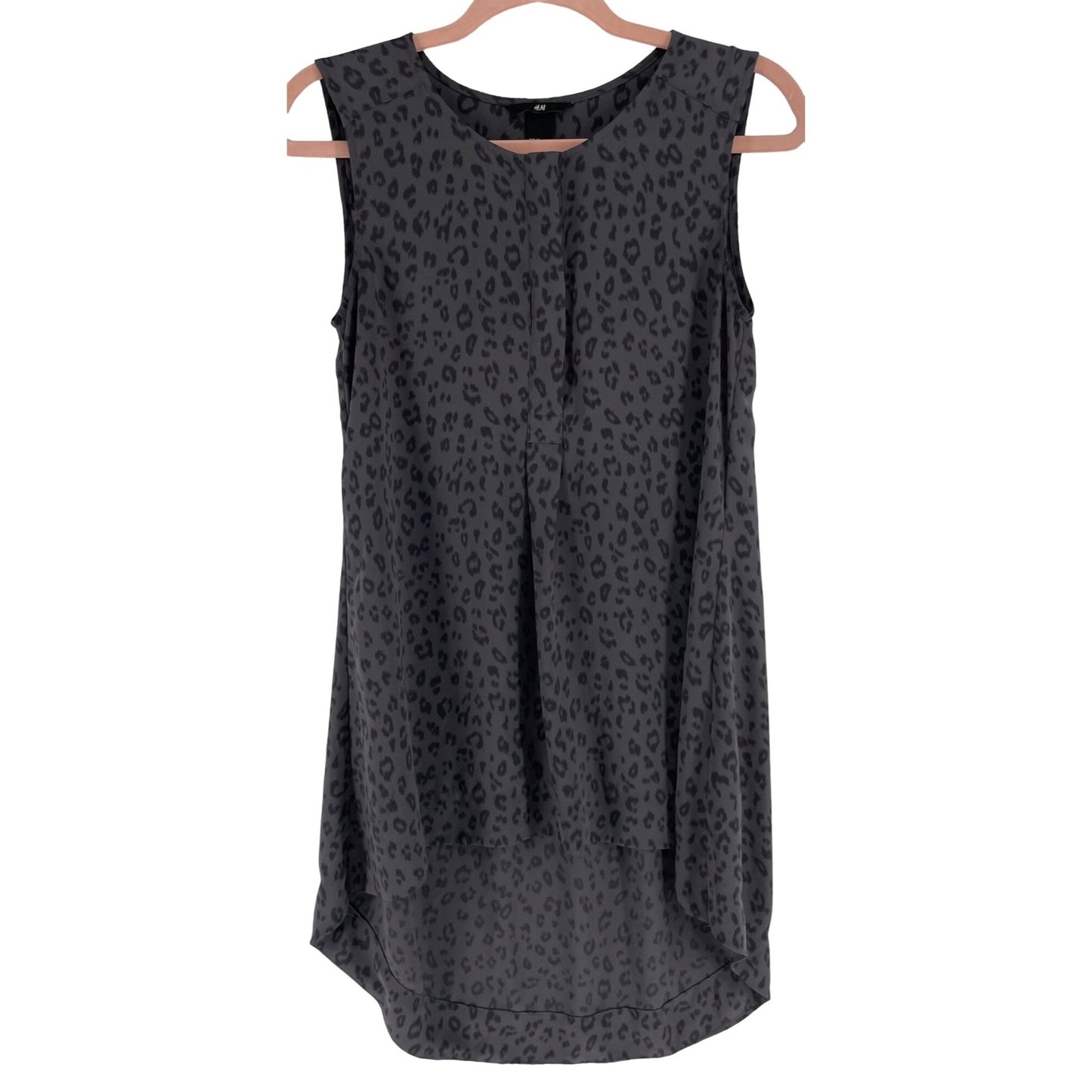H&M Women''s Size 4 Grey Leopard Print Long Sleeveless Top