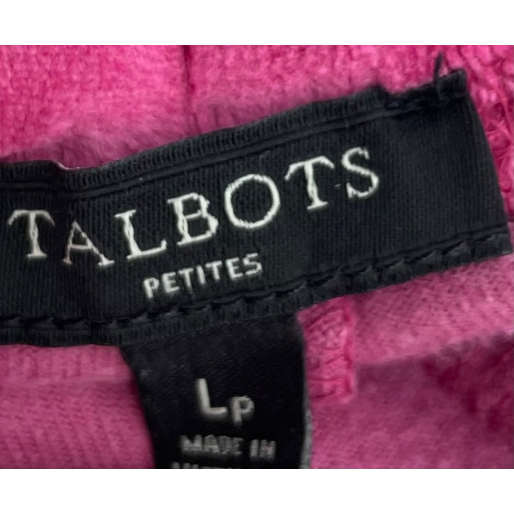 Talbots Women's Size Large Petite Fuchsia Velour Straight-Leg Stretchy Pants