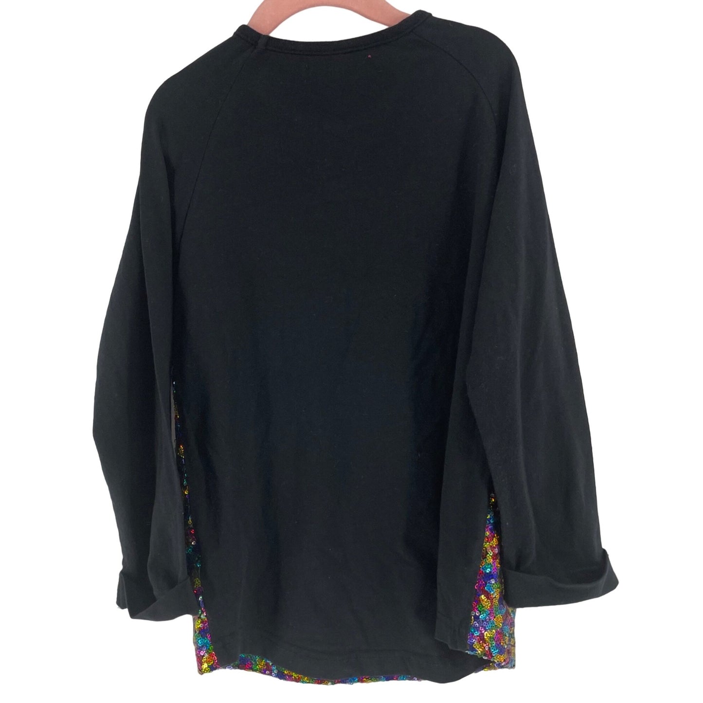 Betsey Johnson Girl's Size Large (12) Black/Multi-Colored Long-Sleeved Sequin Top
