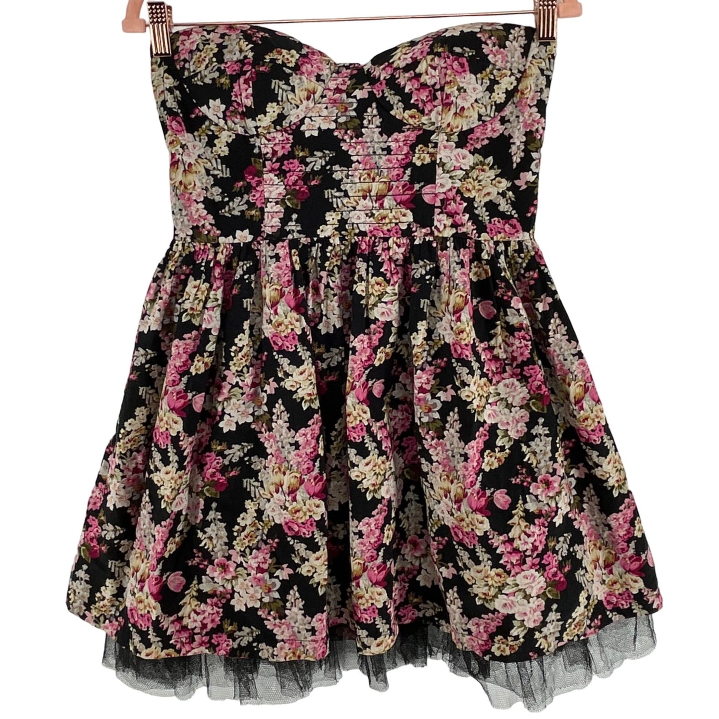 Sans Souci Women's Size Medium Multi-Colored Floral Strapless Mini Dress