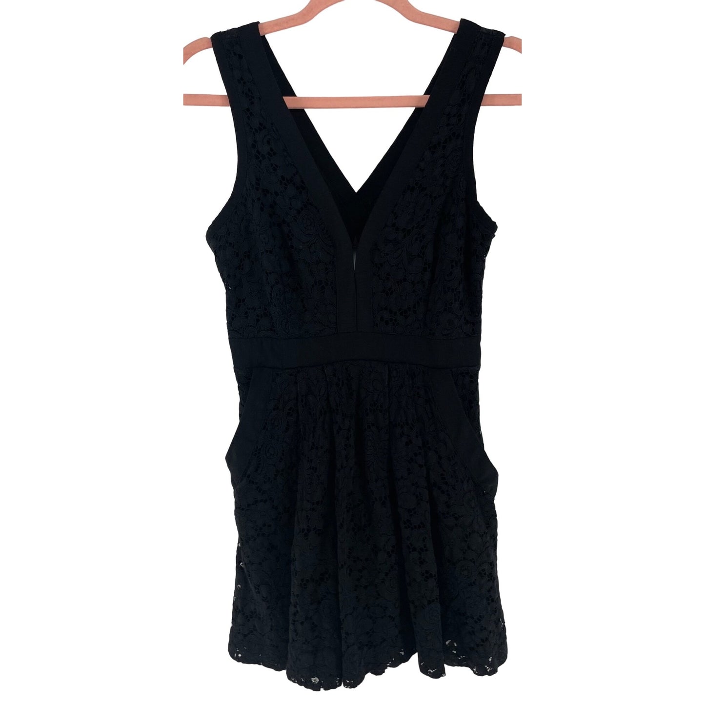 Free People Women's Size XS Sleeveless Black Floral Lace Mini Dress