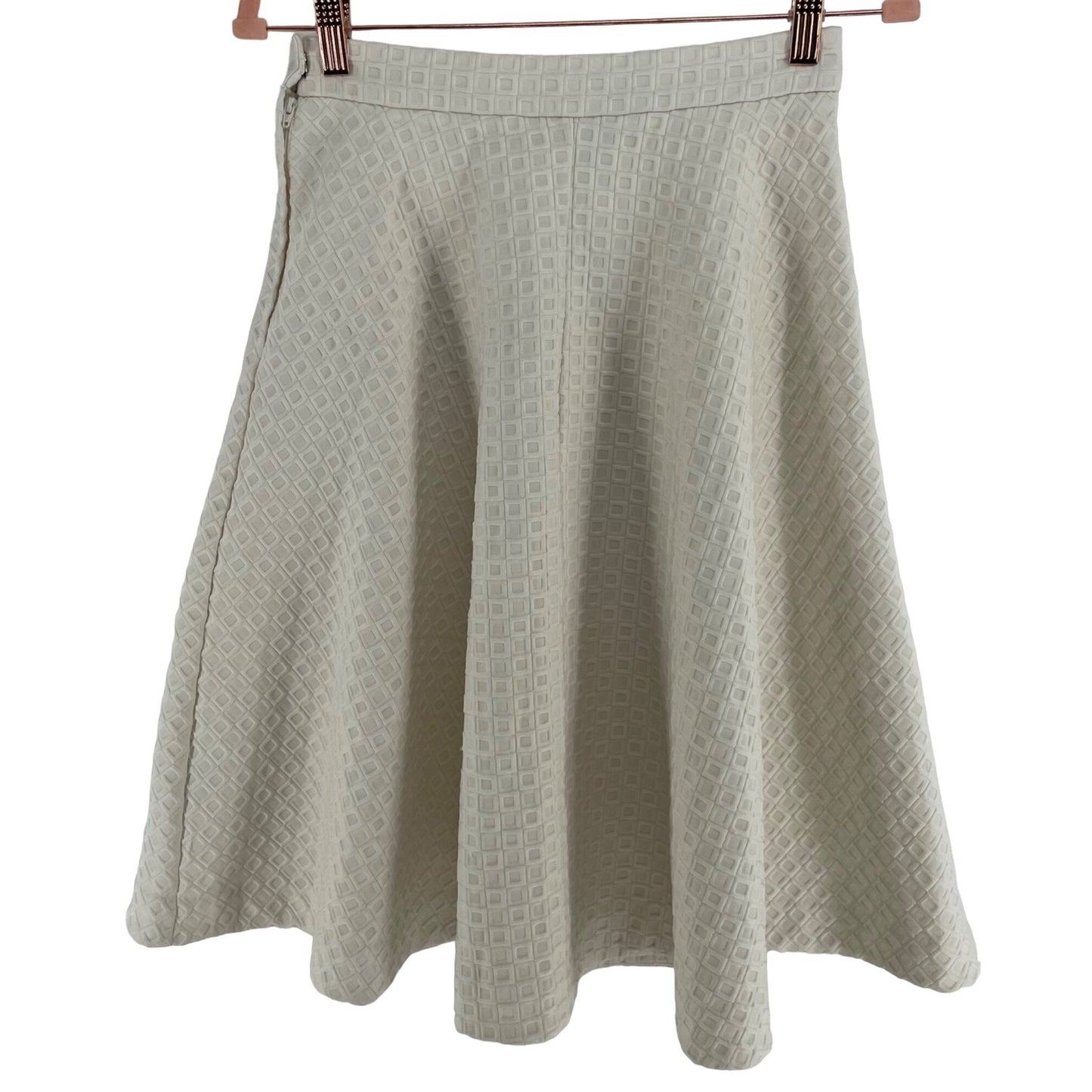 H&M Women's Size 6 Cream/Off-White A-Line Pleated Poodle Skirt