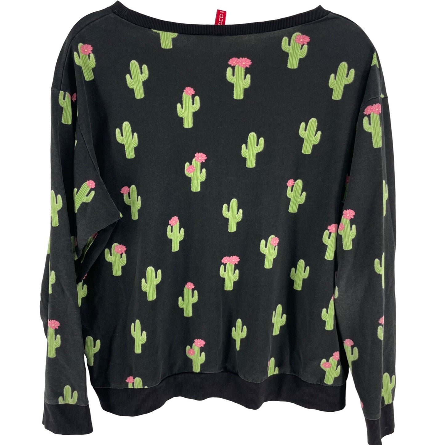 H&M Women's Size Medium Black, Green & Pink Cactus Print Sweatshirt