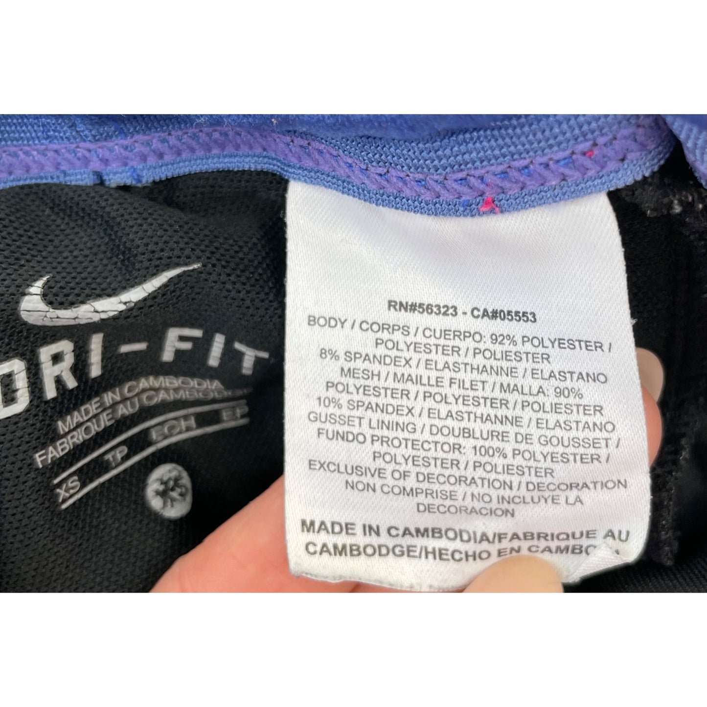 Nike Dry Fit Women's Size XS Black & Blue Workout Leggings
