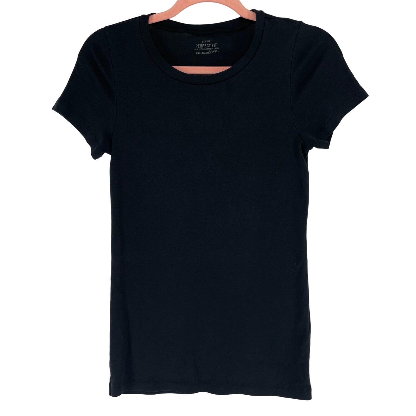 J. Crew Perfect Fit Women's Size Medium Black Crew Neck 100% Cotton T-Shirt