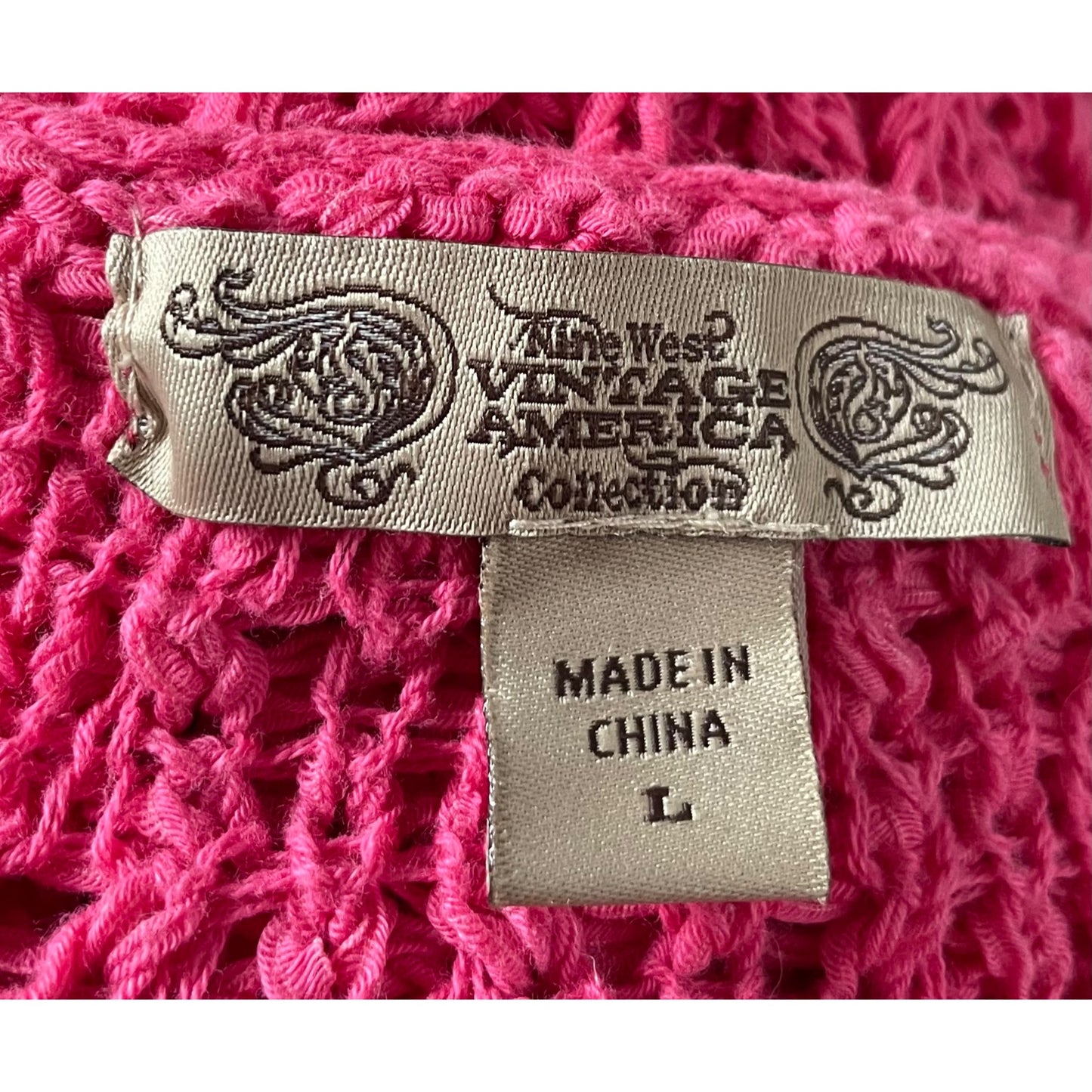 Nine West Women's Size L V-Neck Fuchsia Mesh Knit Sweater