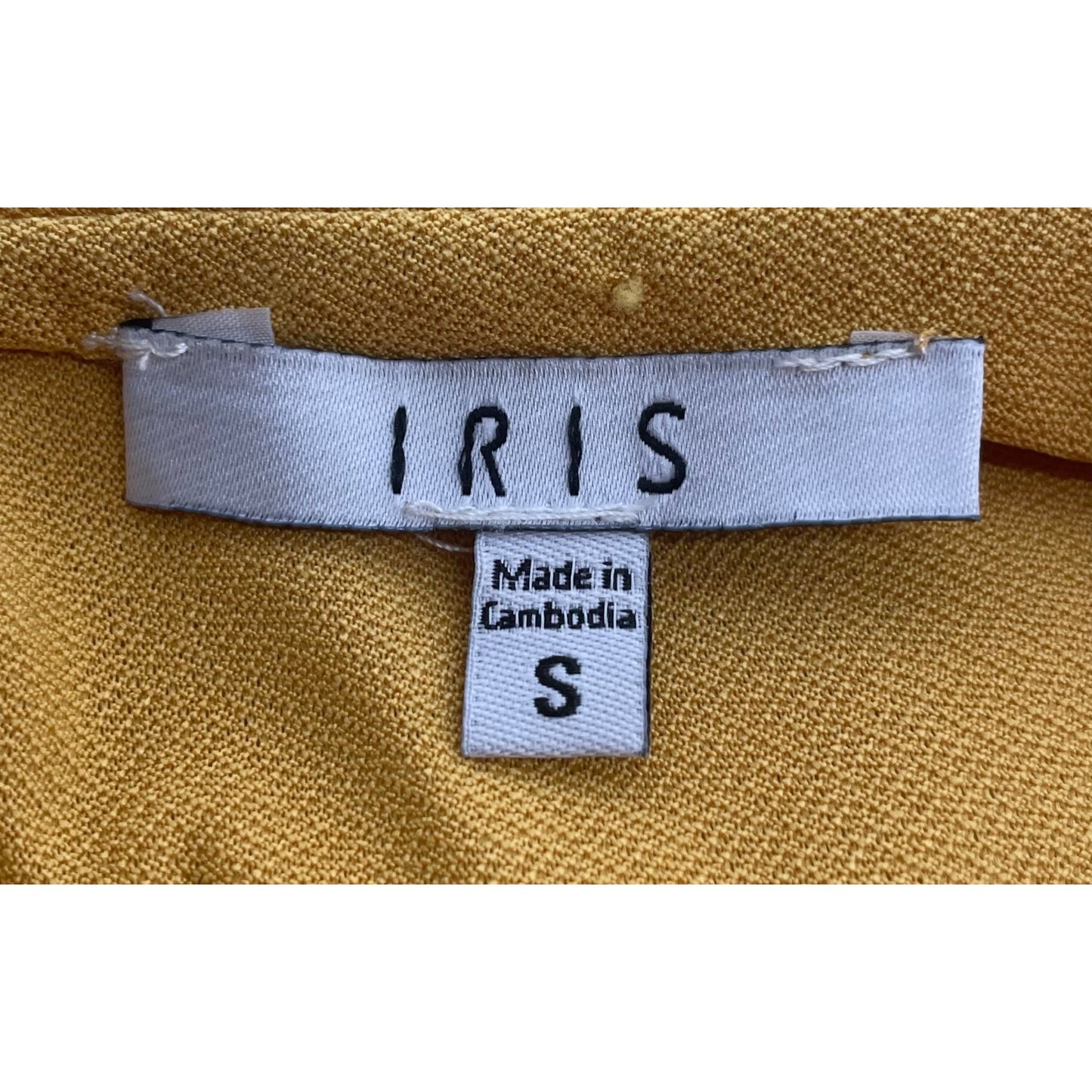 Iris Women's Small Spaghetti Strap Bodycon Mustard Yellow V-Neck Midi Dress
