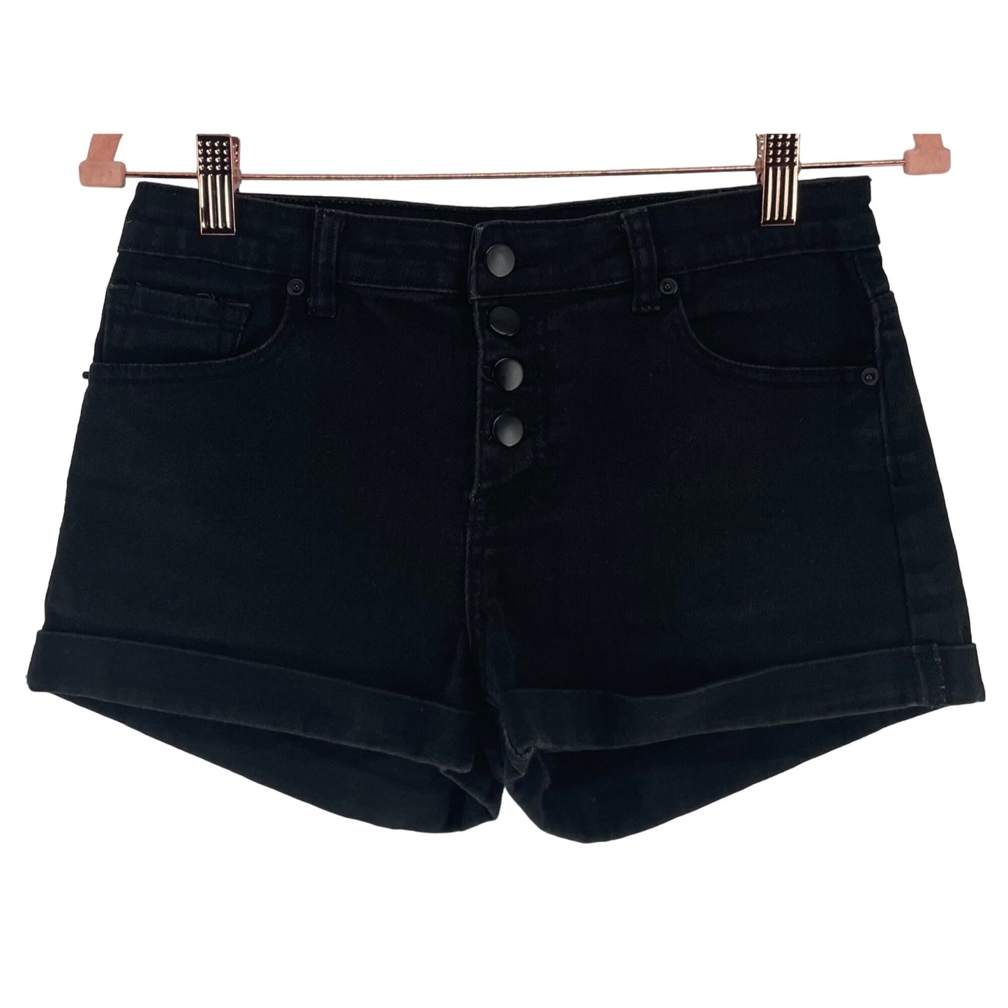 Forever 21 Women's Size 28 Black Button-Up Denim Shorts
