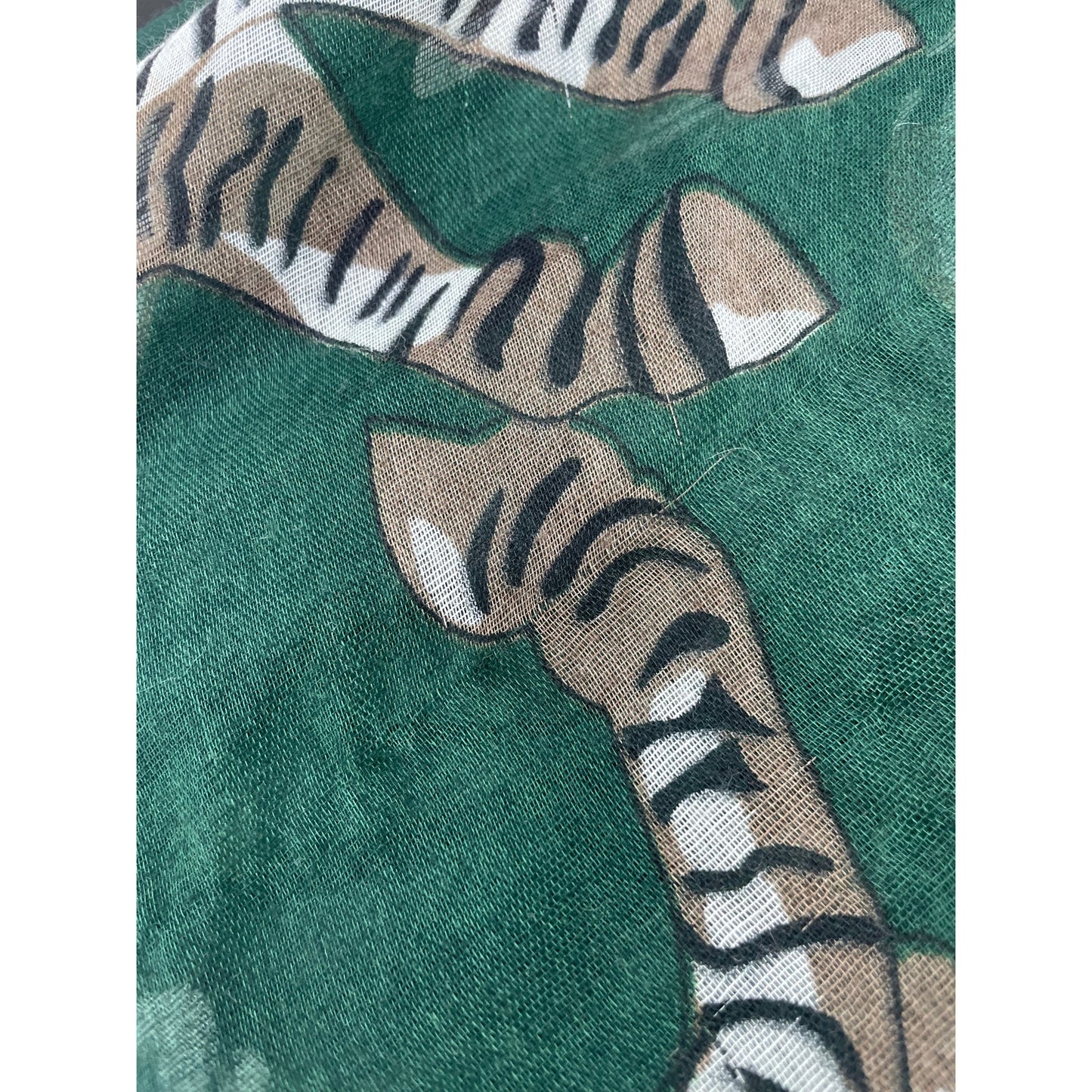 Women's Green, Brown, White & Black Zebra Print Large Sheer Scarf