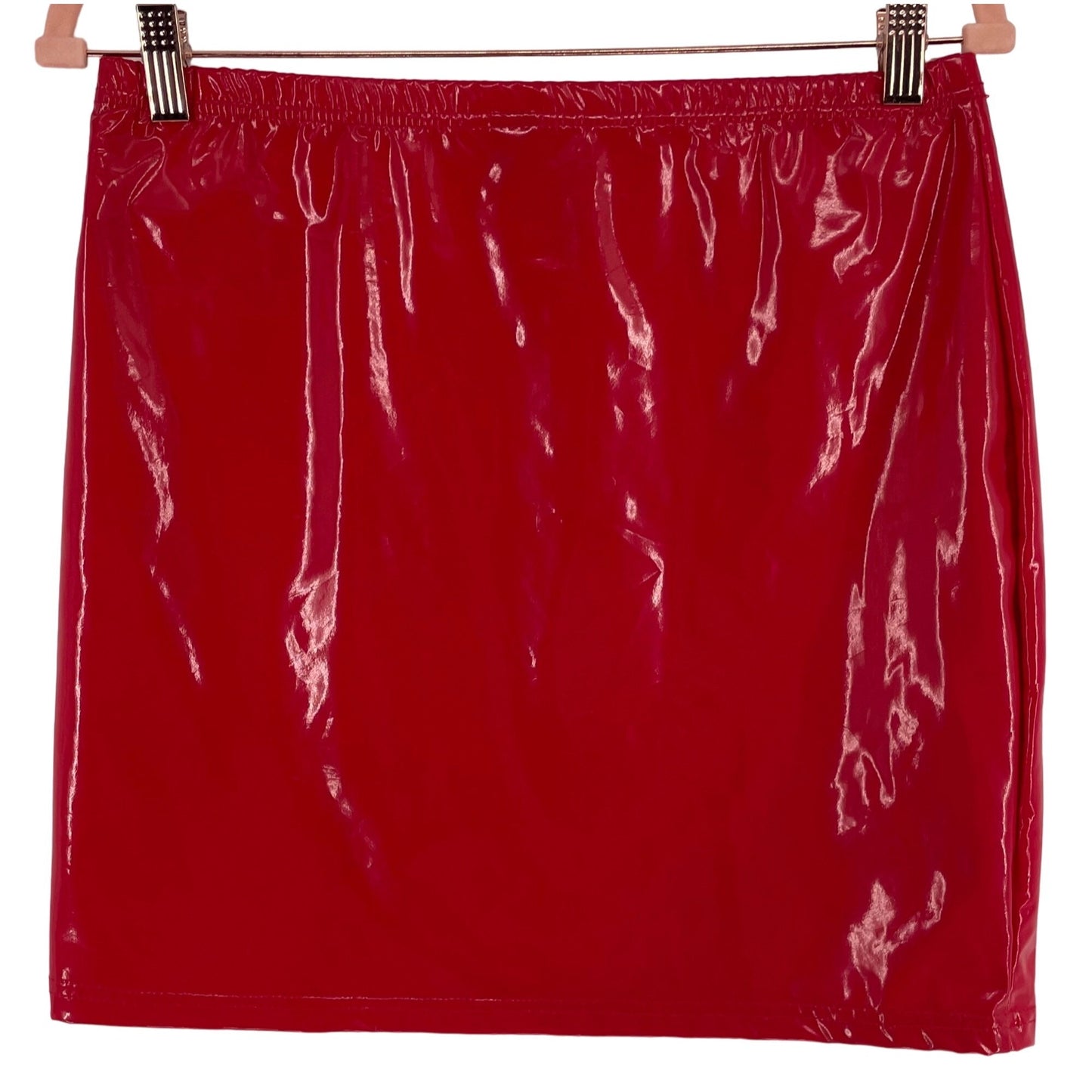 Shein Women's Size Large Red Patent Vinyl Mini Skirt