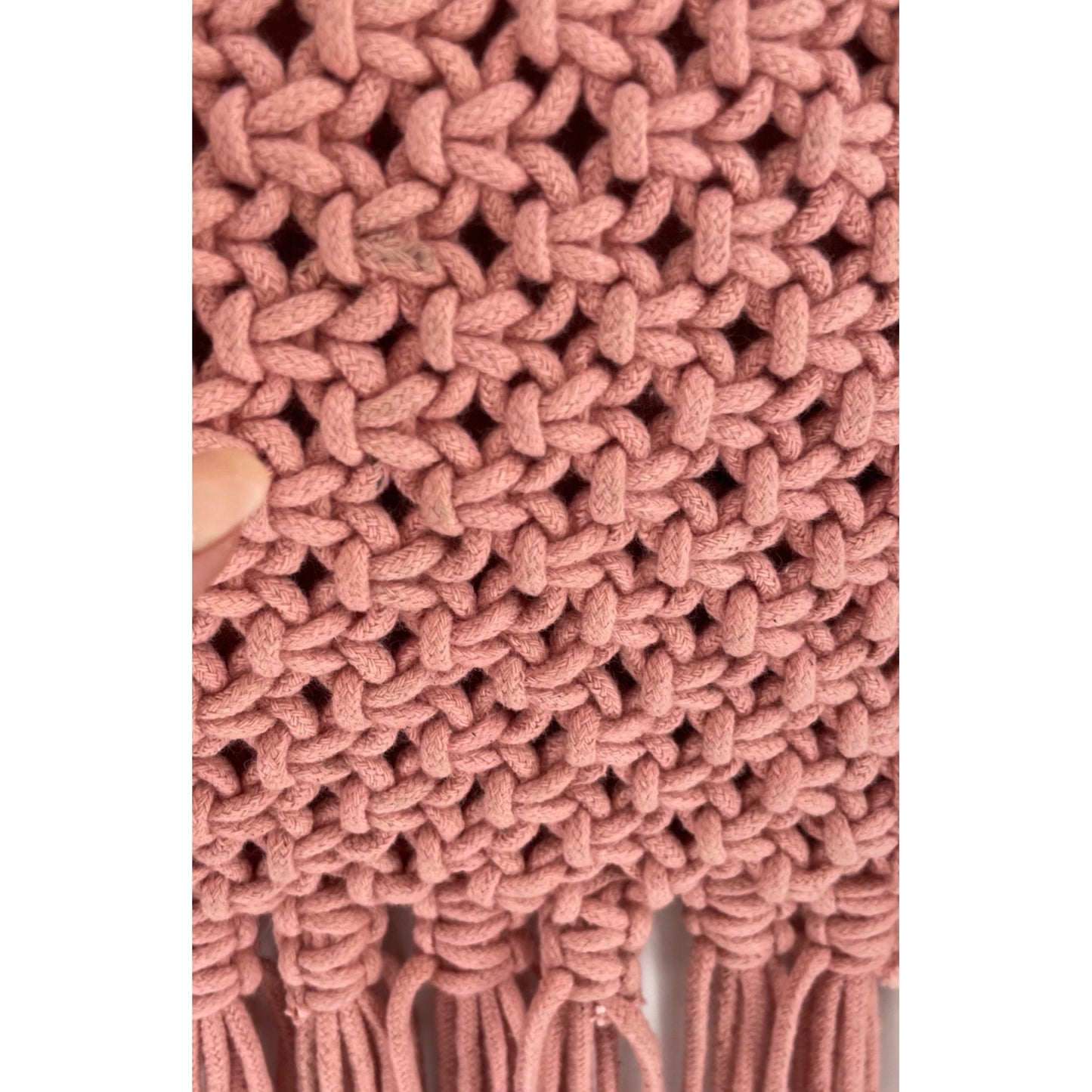 Pink Crochet Rope Festival Shoulder Purse W/ Tassels