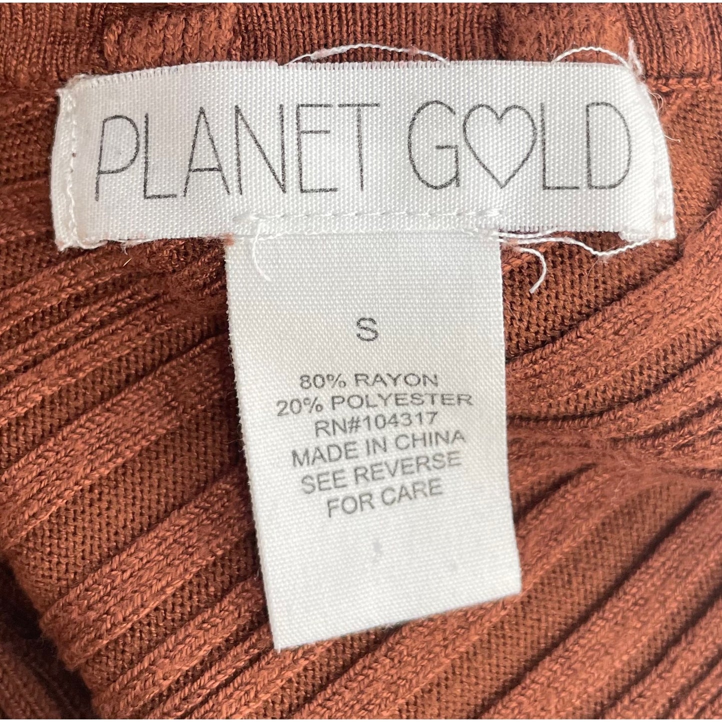 Planet Gold Women's Size Small Burnt Orange Ribbed Long-Sleeved Top