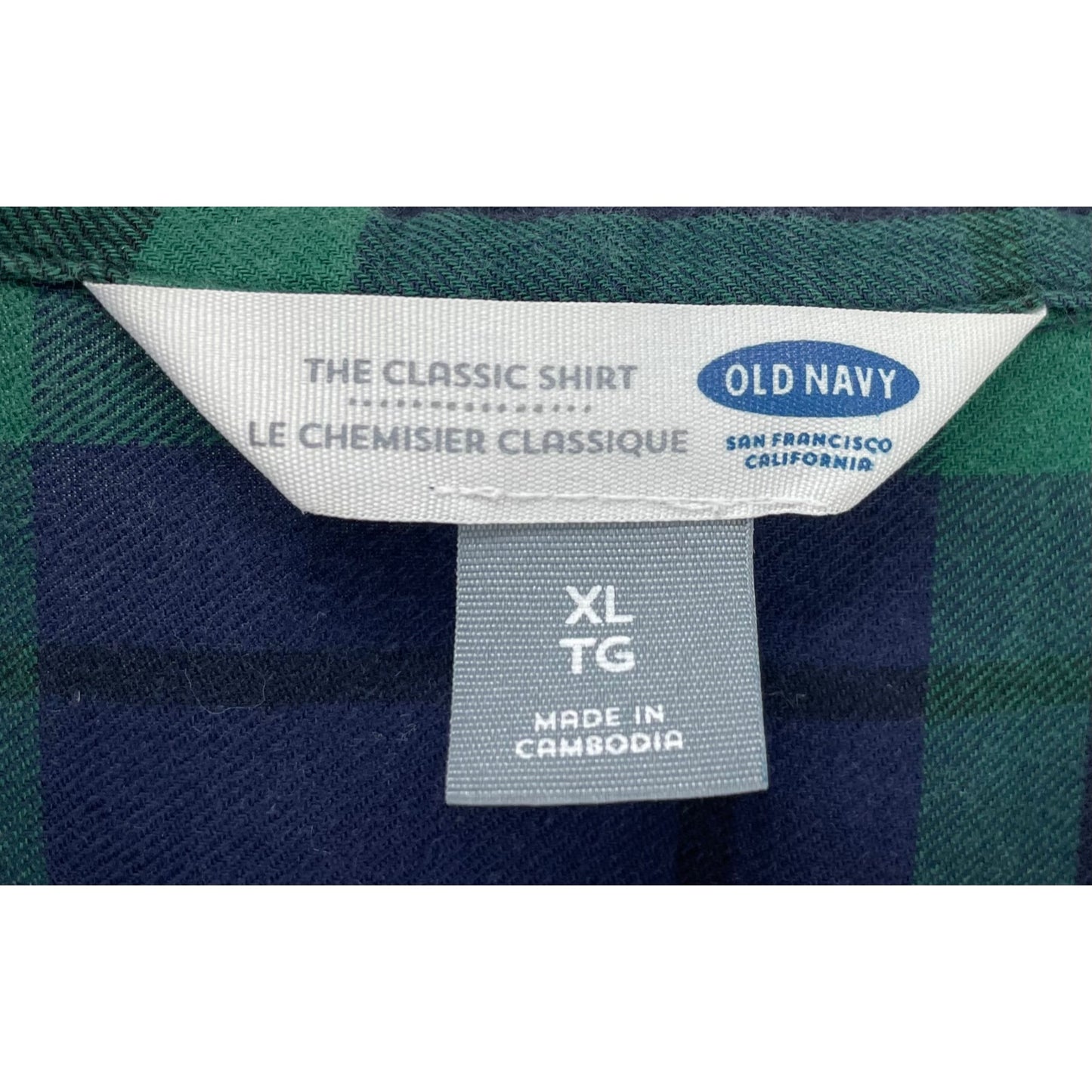 Old Navy Women’s XL Flannel Plaid Navy & Forest Green Button-Down Top