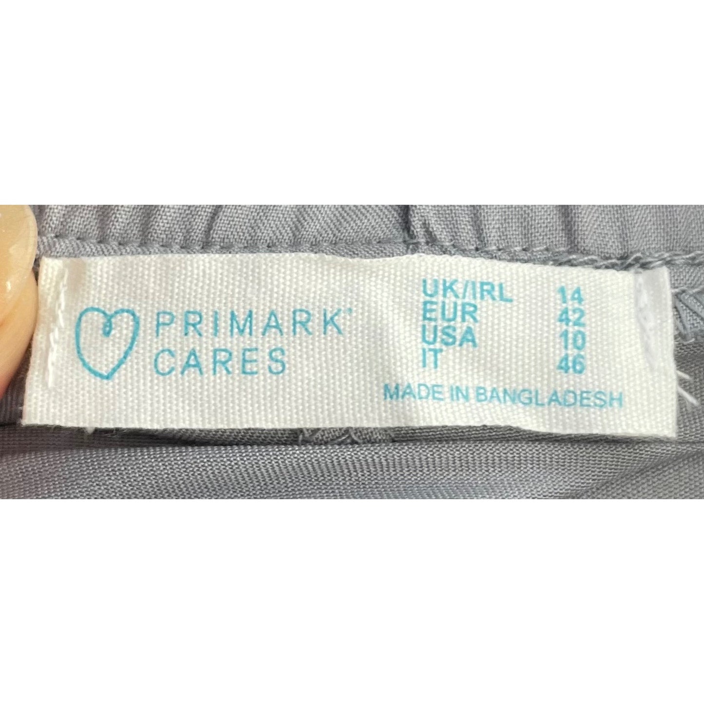 Primark Cares Women's Size 10 Light Greyish/Blue Mock Linen Elastic Waist Band Pants
