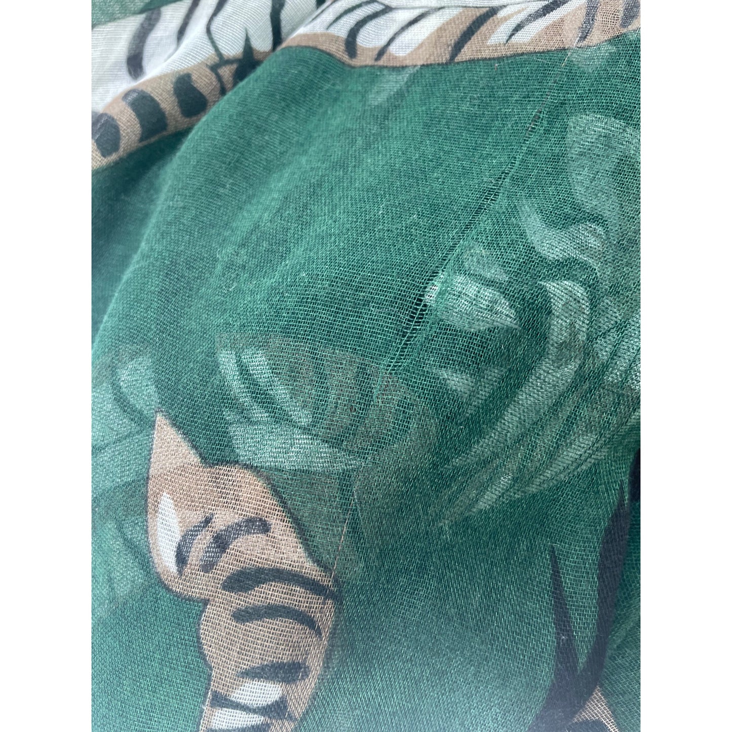 Women's Green, Brown, White & Black Zebra Print Large Sheer Scarf