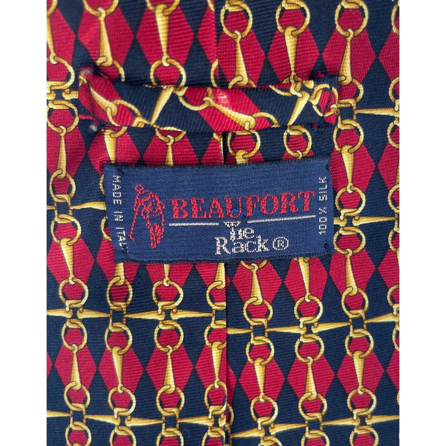 Beaufort The Rack Men's Italian 100% Silk Blue/Navy/Gold Riding Dress Tie