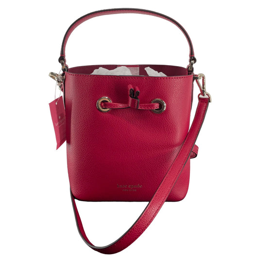 NWT Kate Spade Women's Red Leather Small Bucket Eva Handbag Purse Bag