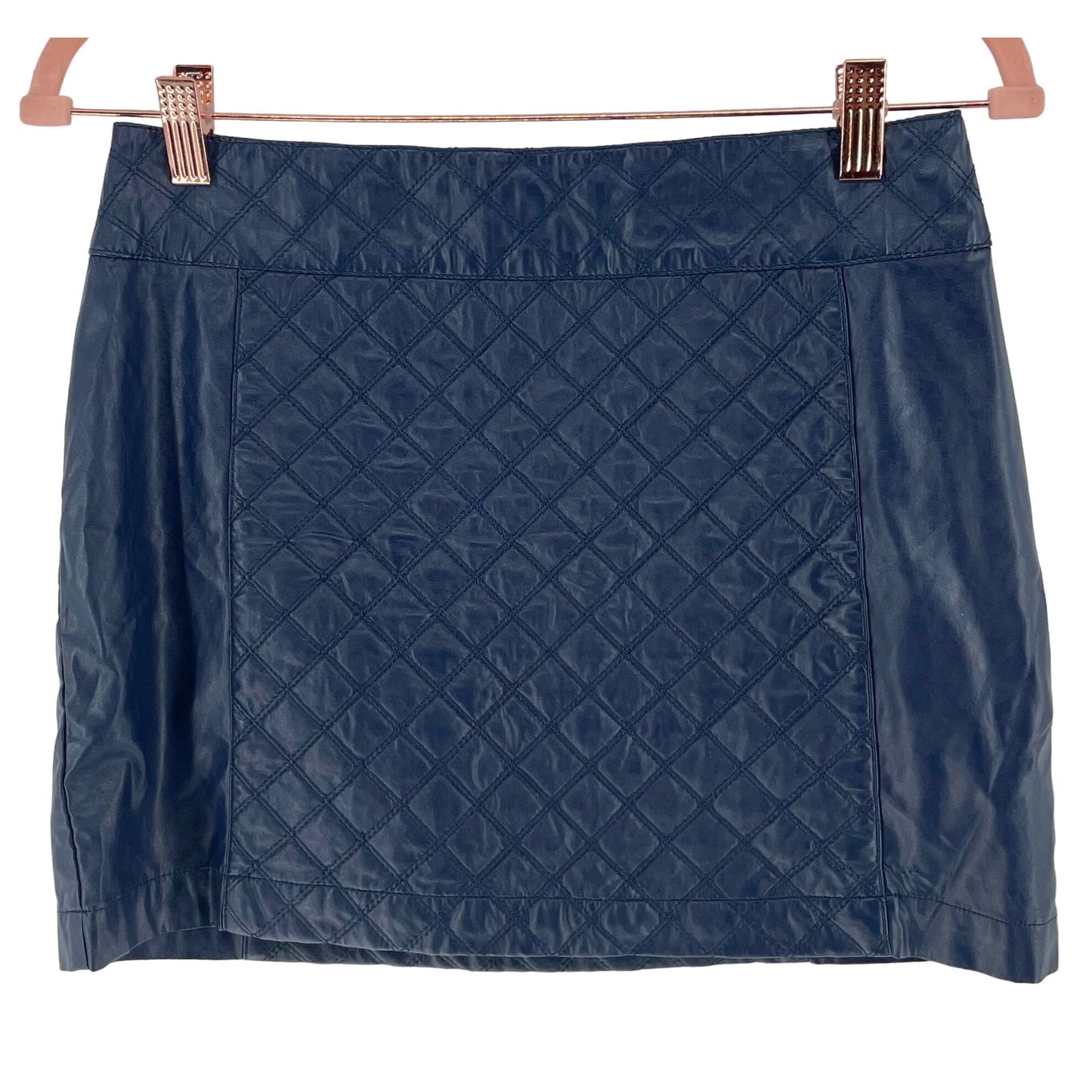 Abercrombie & Fitch Women's Navy Size 2 Quilted Faux Leather Mini Skirt