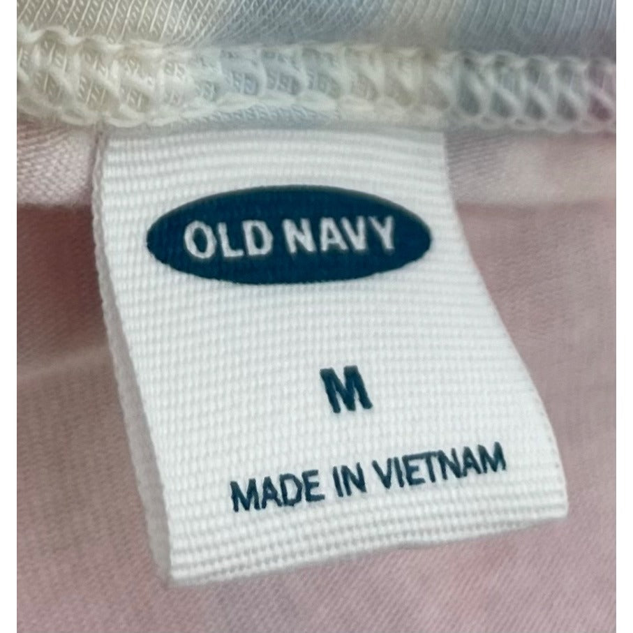 Old Navy Women's Size Medium Watercolor Print White, Pink & Purple T-Shirt