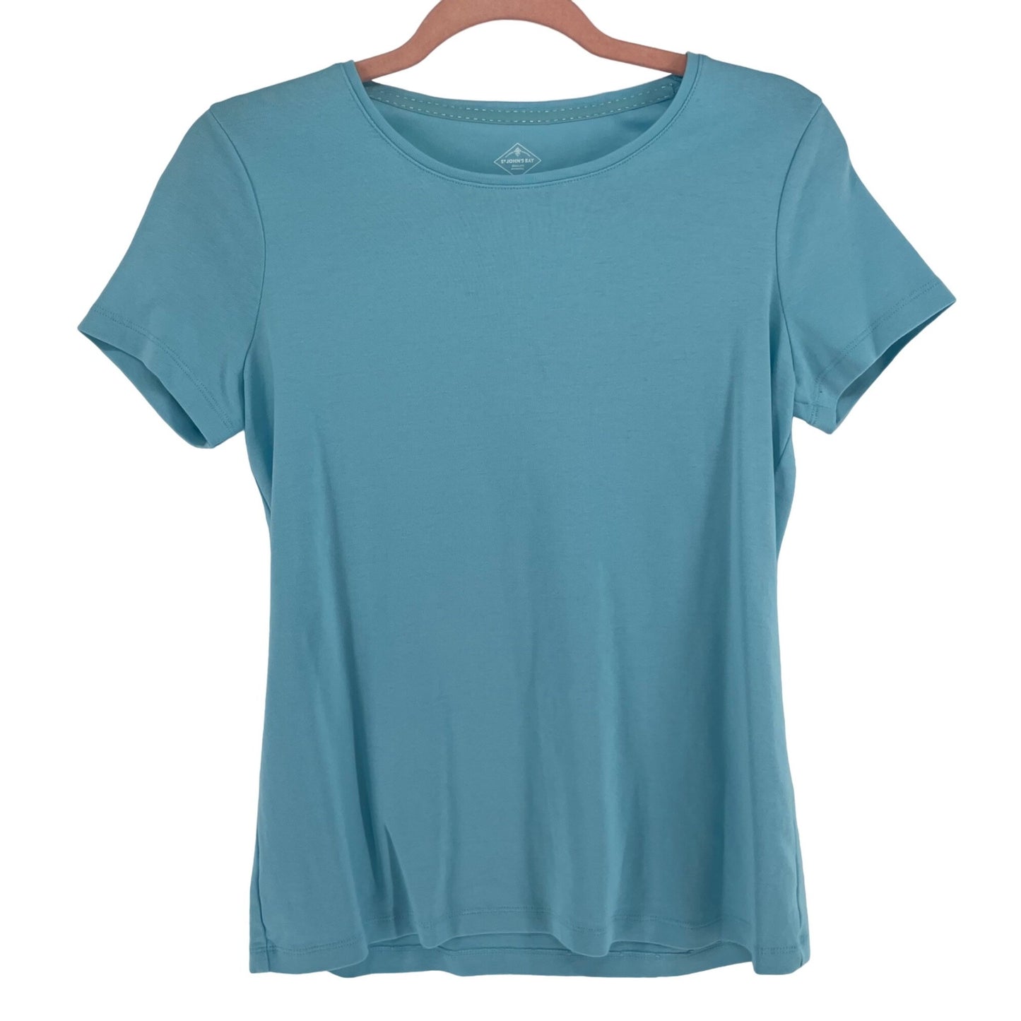 St. John's Bay Women's Size Medium Aqua Blue Crew Neck T-Shirt