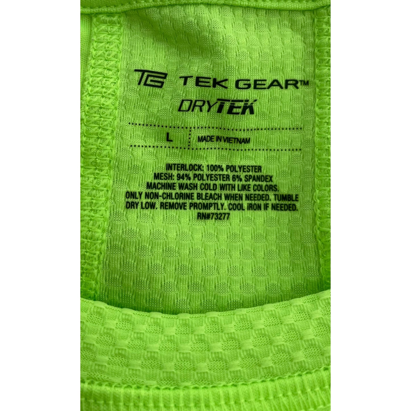 Tek Gear DryTEK Women's Size Large Neon Green/Chartreuse Crew Neck Workout T-Shirt