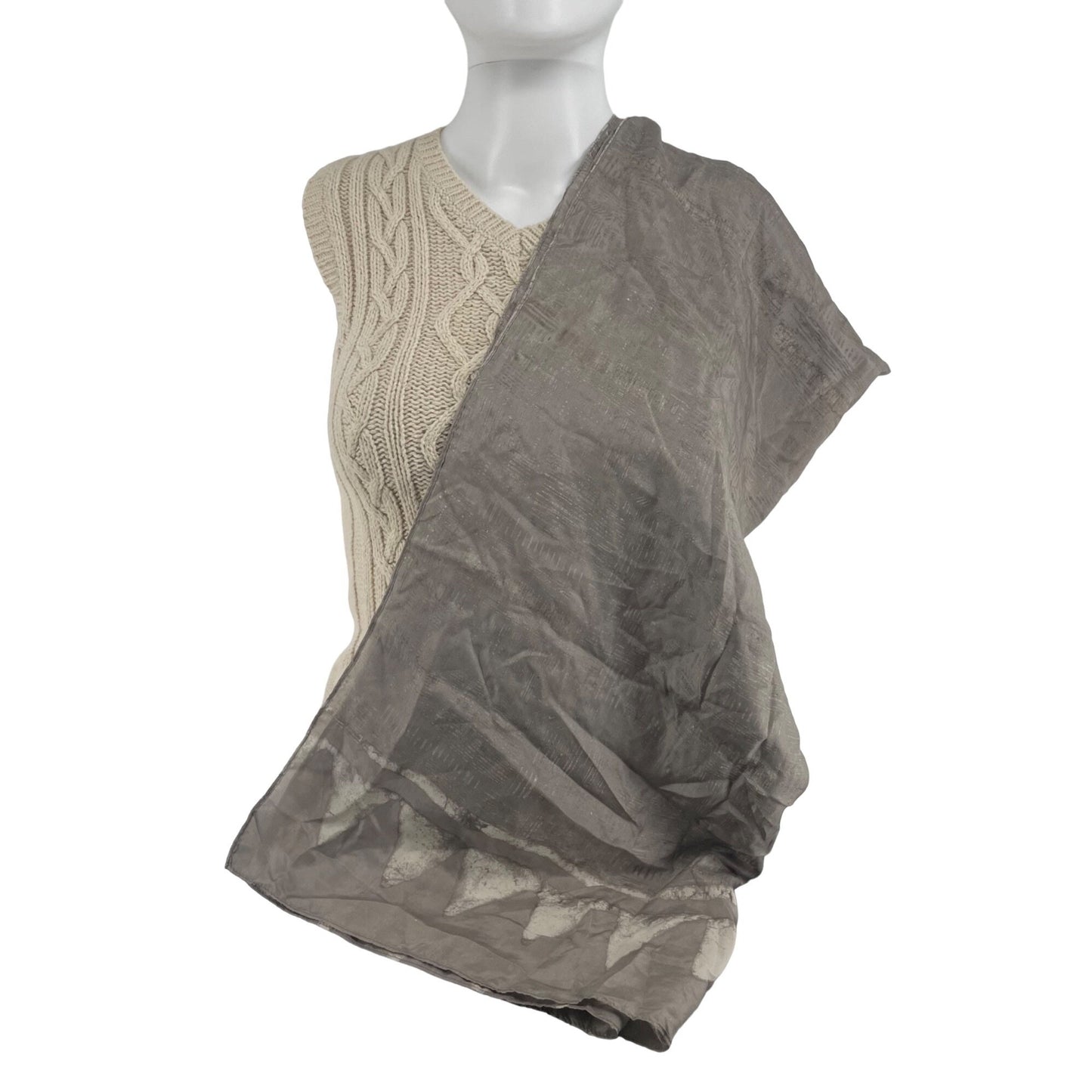 NWOT Women's Two-Tone Grey Silk Scarf