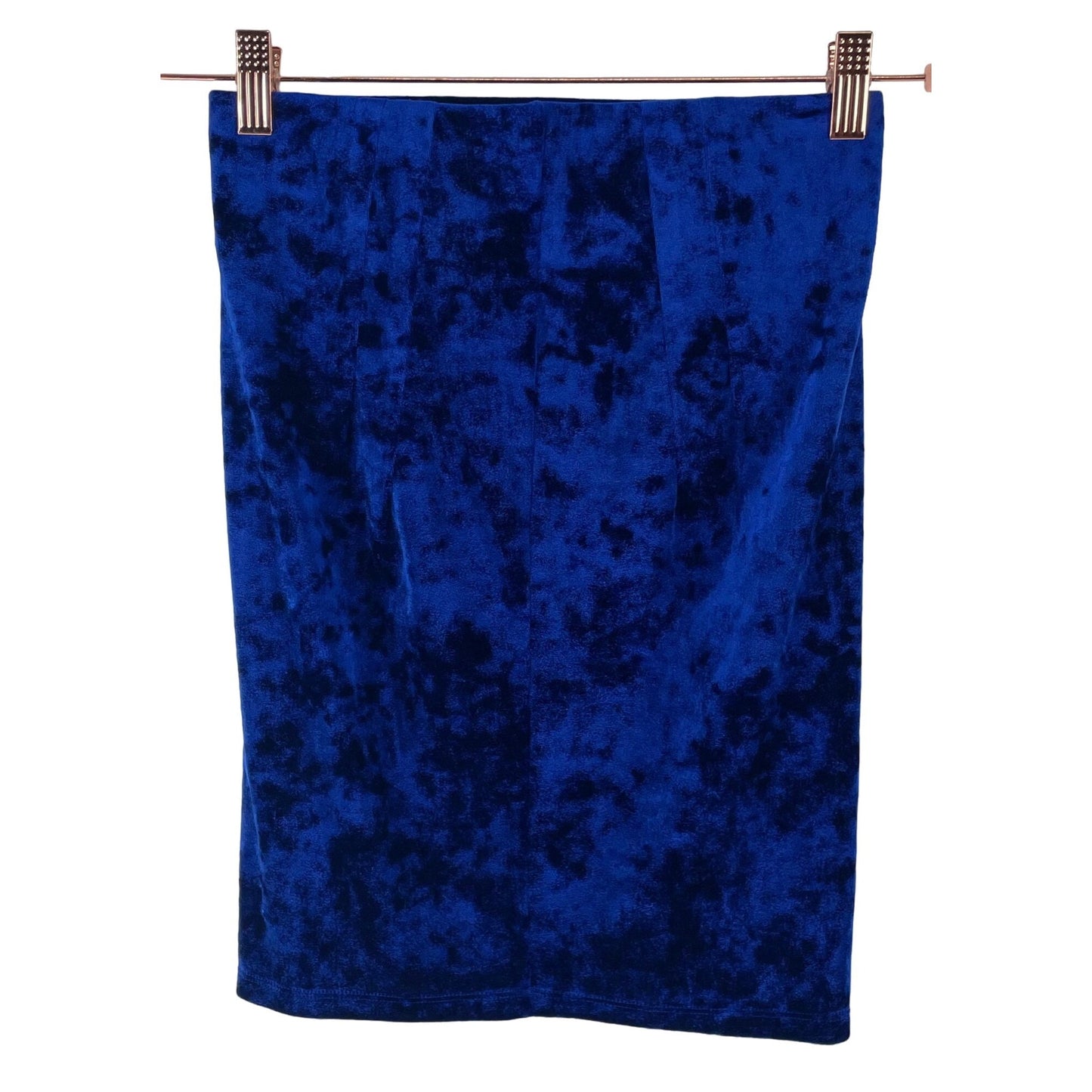 NWOT Forever 21 Women's Size Small Bodycon Cobalt Blue Crushed Velvet/Velour Midi Skirt