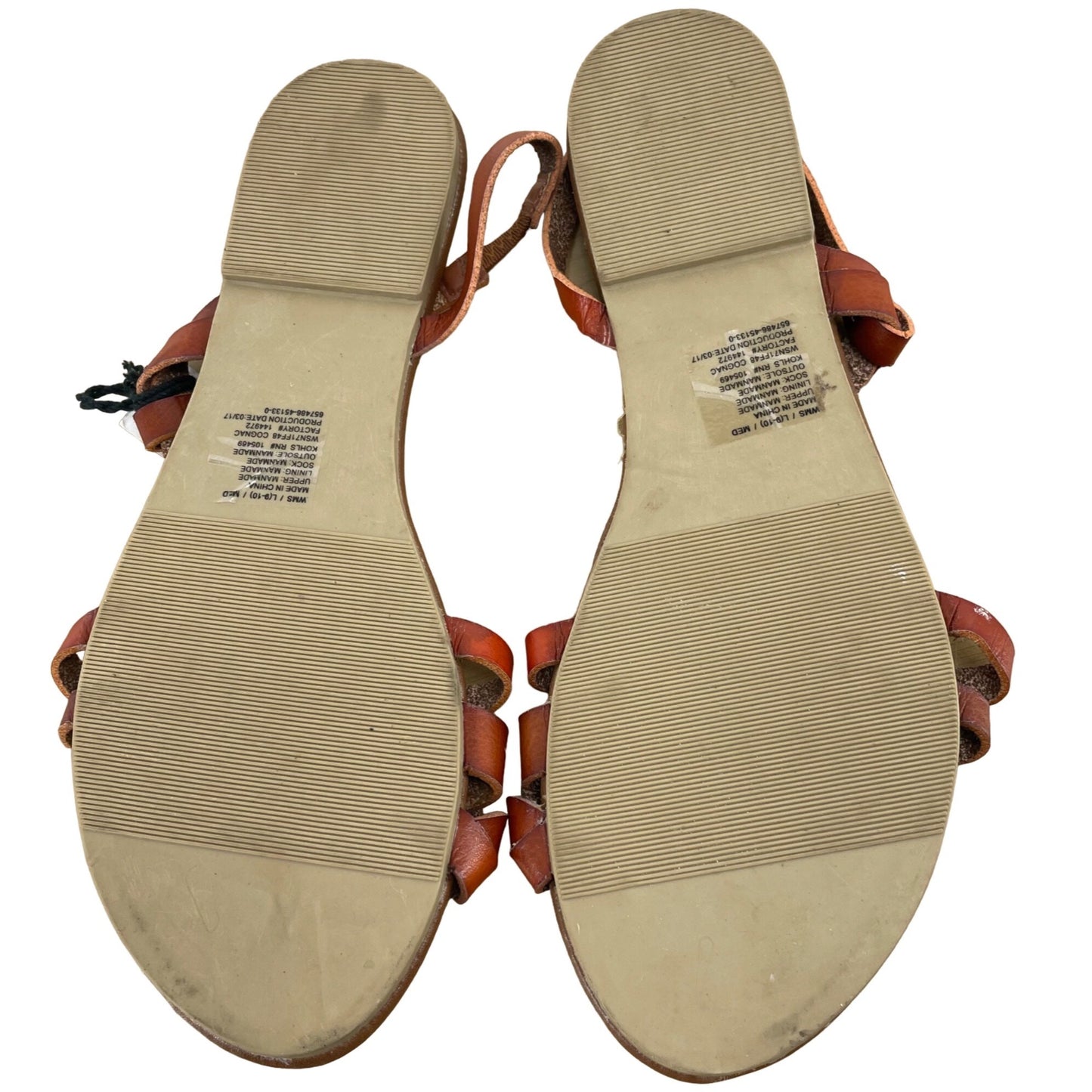 NWT Sonoma Women's Size L 9/10 Faux Leather Cognac Sandals