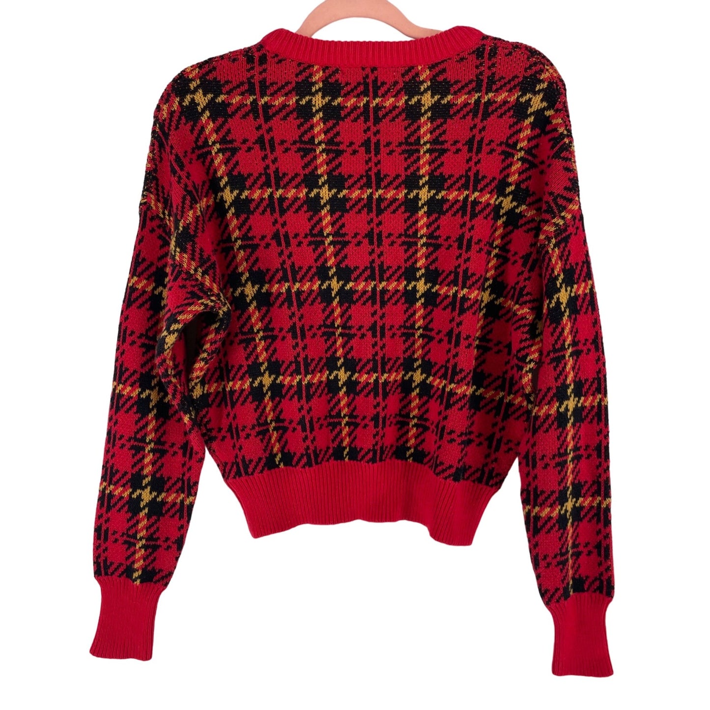 Urban Outfitters Women's Size Medium Red, Black & Yellow Plaid Crew Neck Sweater
