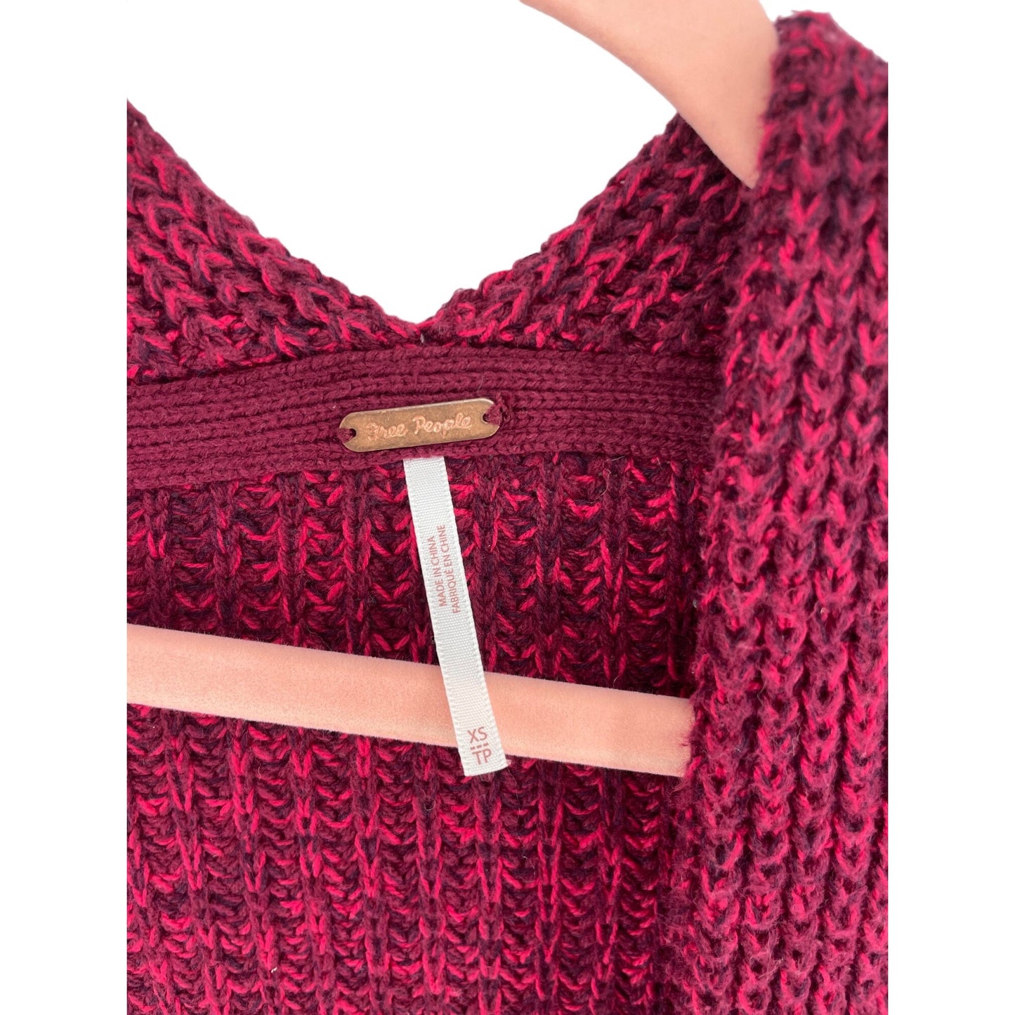 Free People Women's XS Oversized Maroon/Burgundy/Wine Cardigan Sweater