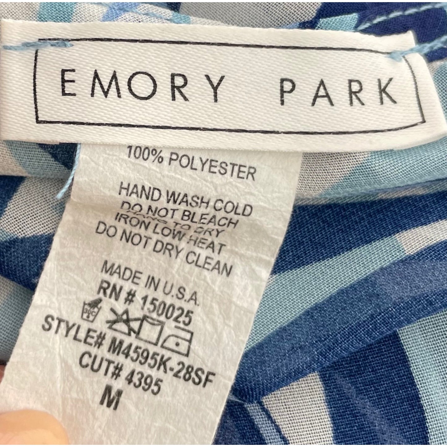 Emory Park Women's Size Medium Sheer White, Aqua & Navy Blue Beach Cover-Up