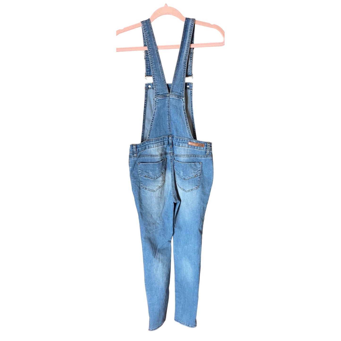 Dollhouse Women's Size 7 Distressed Blue Jean Denim Ripped Dungarees/Overalls