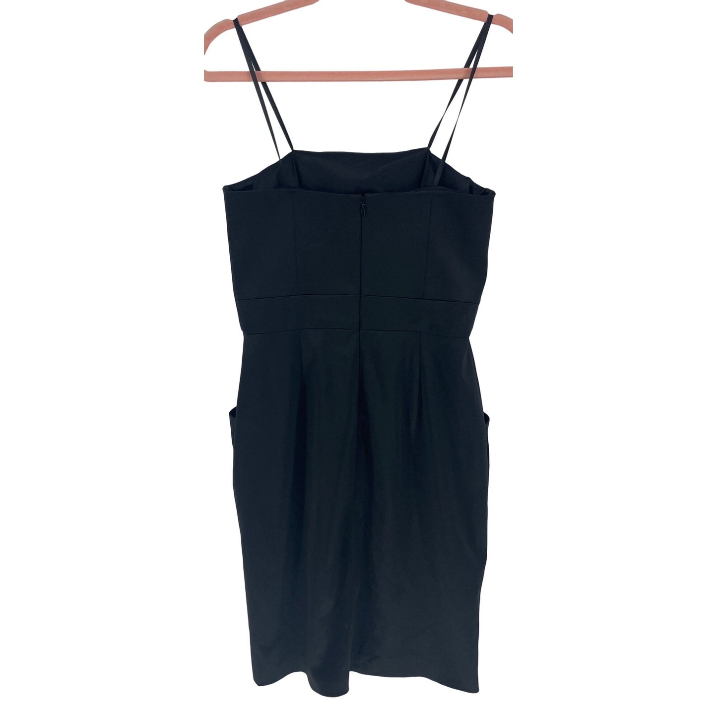 BCBG Paris Women's Size 6 Black Satin Strapless Sheath Dress W/ Pockets