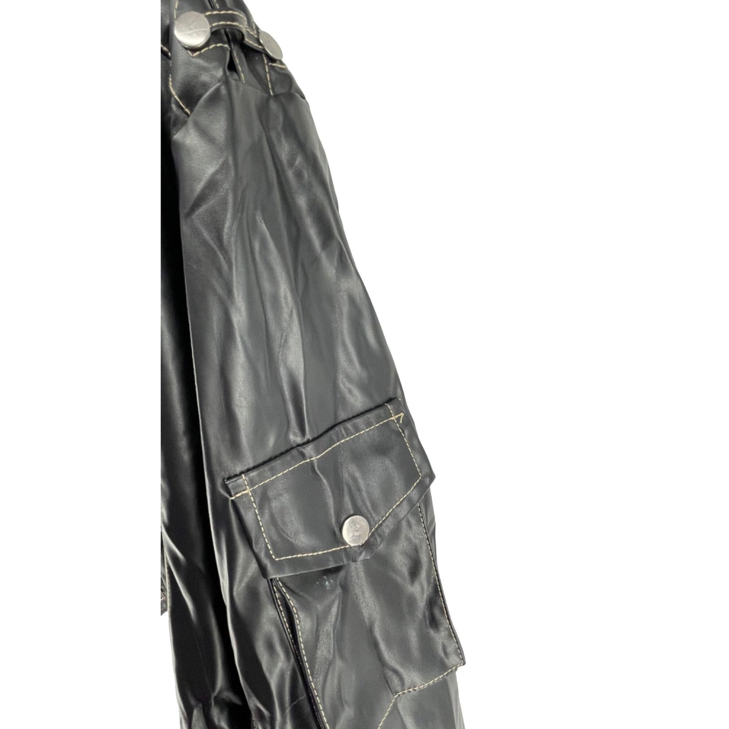 Women's Size 4XL Black Patent Vinyl Faux Leather Moto Chic Jacket