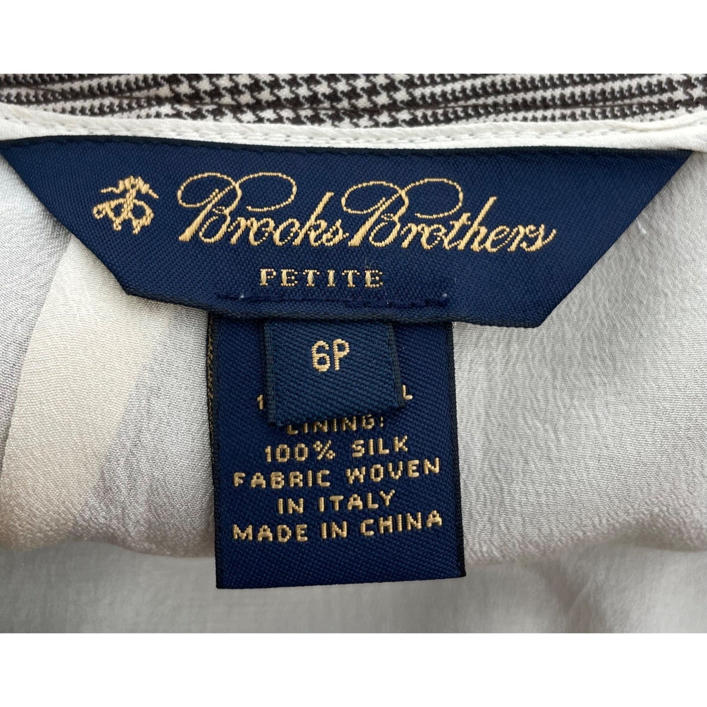 Brooks Brothers Women's Size 6P Black & White Plaid Tartan Wool Pencil Skirt