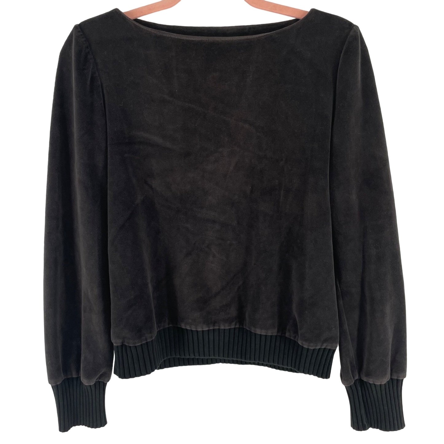 Reiss Women's Size Medium Dark Grey Velour/Velvet Sweater