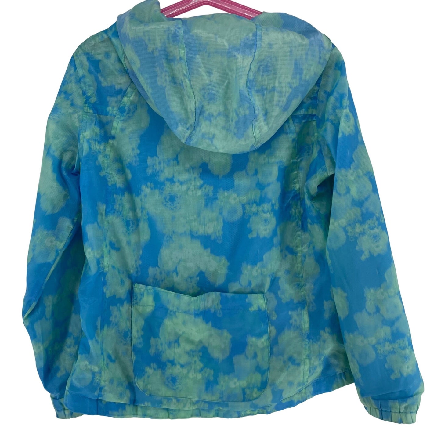 Vertical '9 Girl's Size Medium (8) Aqua Blue & Mint Green Hooded Lightweight Wind Breaker Jacket