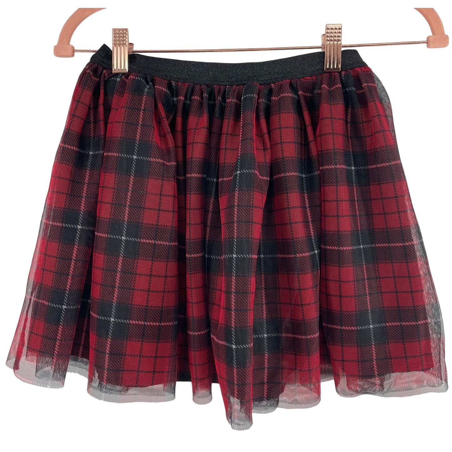 Place Est. 1989 Girl's Size Large 10/12 Red/Black Plaid A-Line Tulle Mini Skirt
