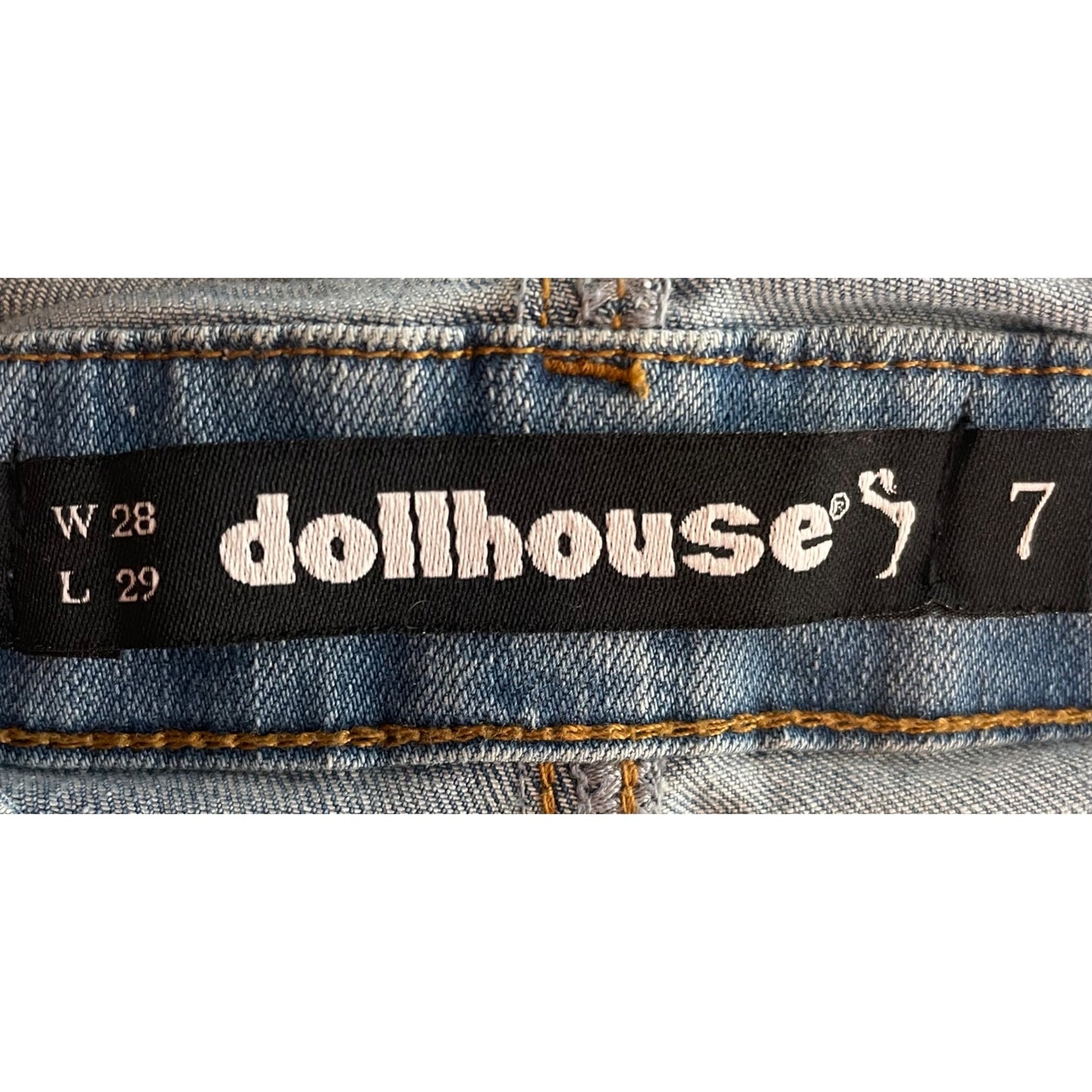 Dollhouse Women's Size 7 Distressed Blue Jean Denim Ripped Dungarees/Overalls