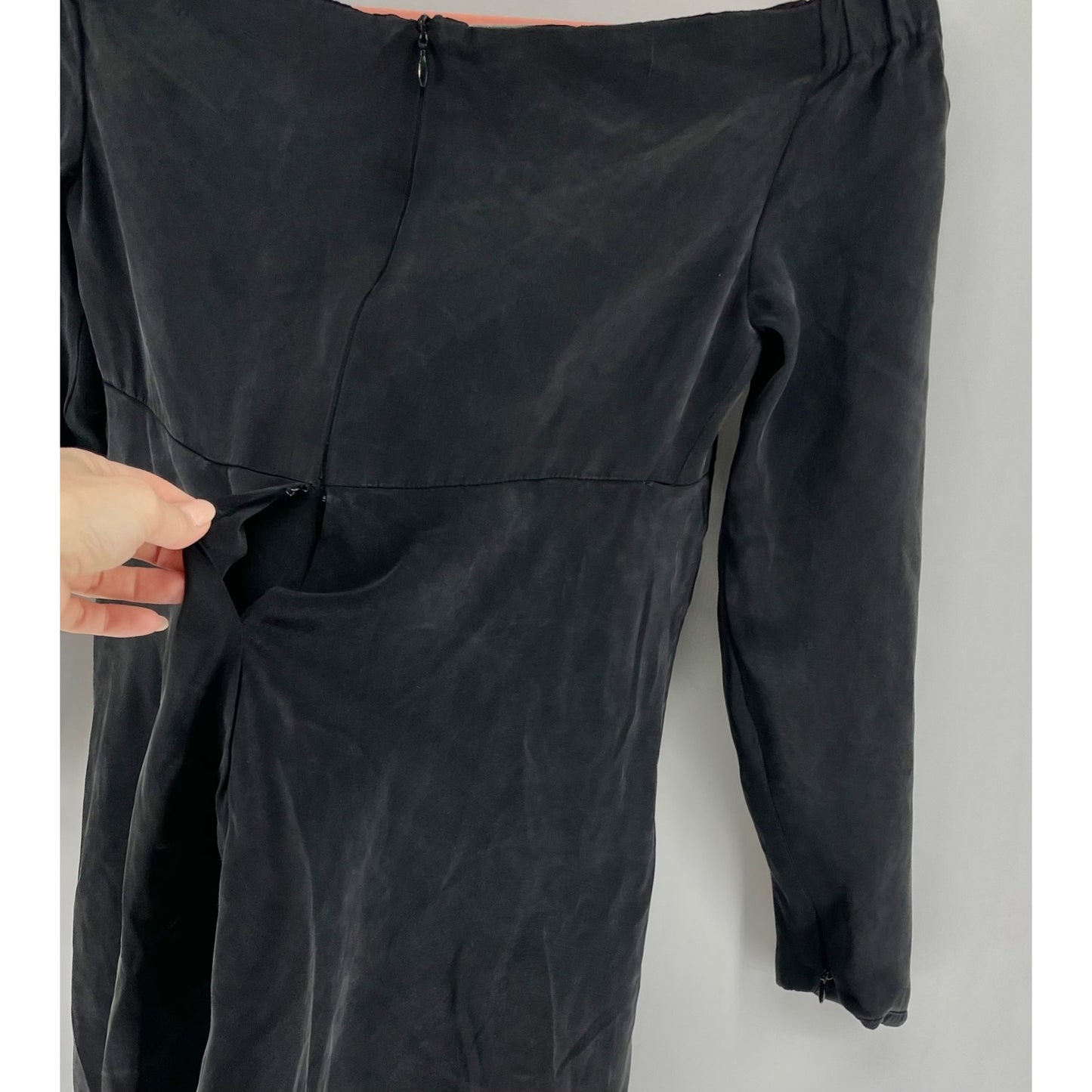 Valentino Couture Women's Size Medium Vintage Off-The-Shoulder Black Silk Peasant Dress