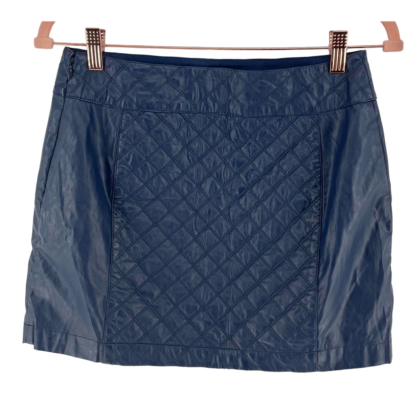 Abercrombie & Fitch Women's Navy Size 2 Quilted Faux Leather Mini Skirt