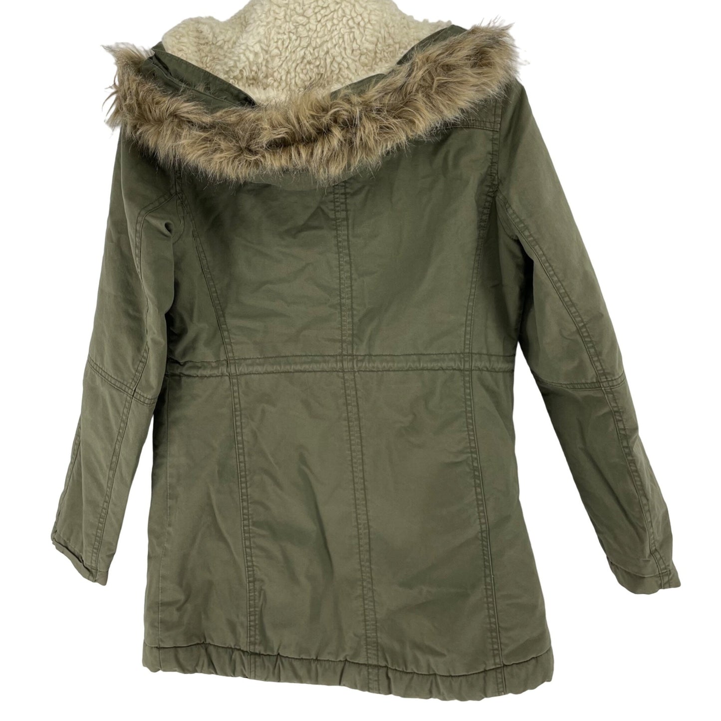 Gap Women's Size XS Army Green Parka Coat W/ Faux Fur Hood