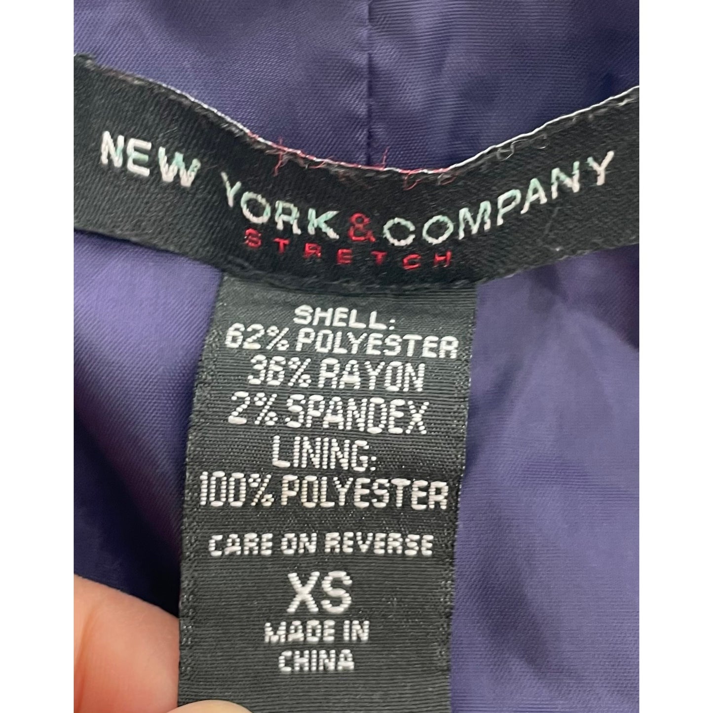 NY & Company Women's Size XS Dark Purple 3/4 Length Sleeve Mock Wool Blazer