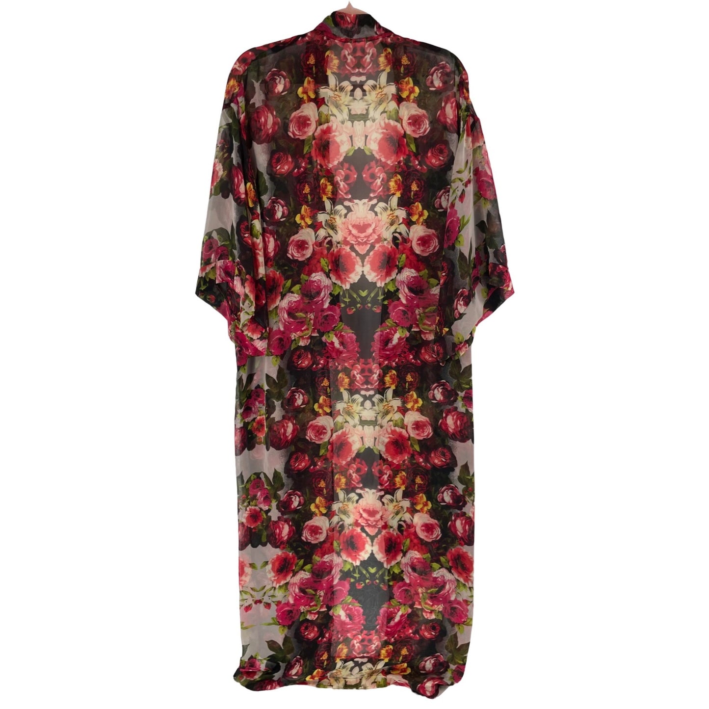 Xhilaration Women's Size Large Multi-Colored Sheer Floral Print Robe
