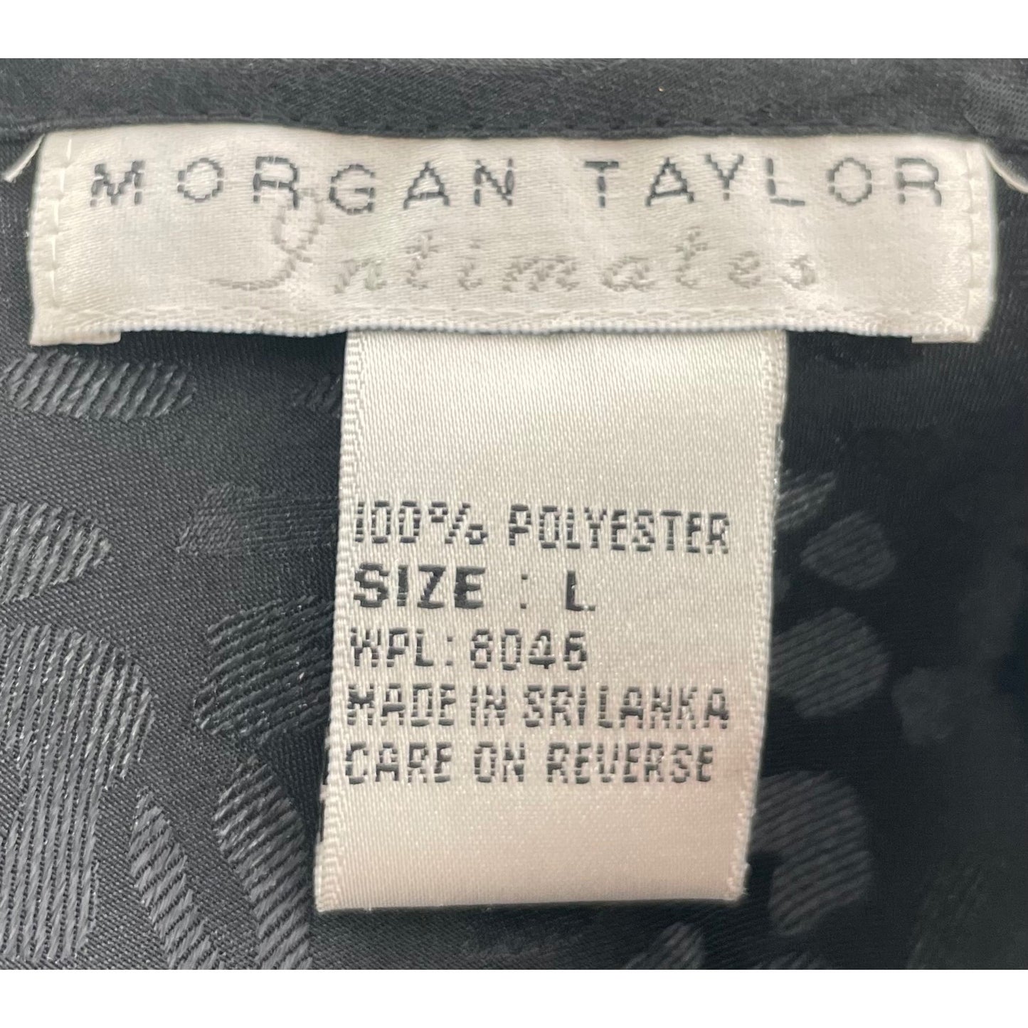 Morgan Taylor Intimate Women's Size Large Black Leopard Print Satin Spaghetti Strap Chemise