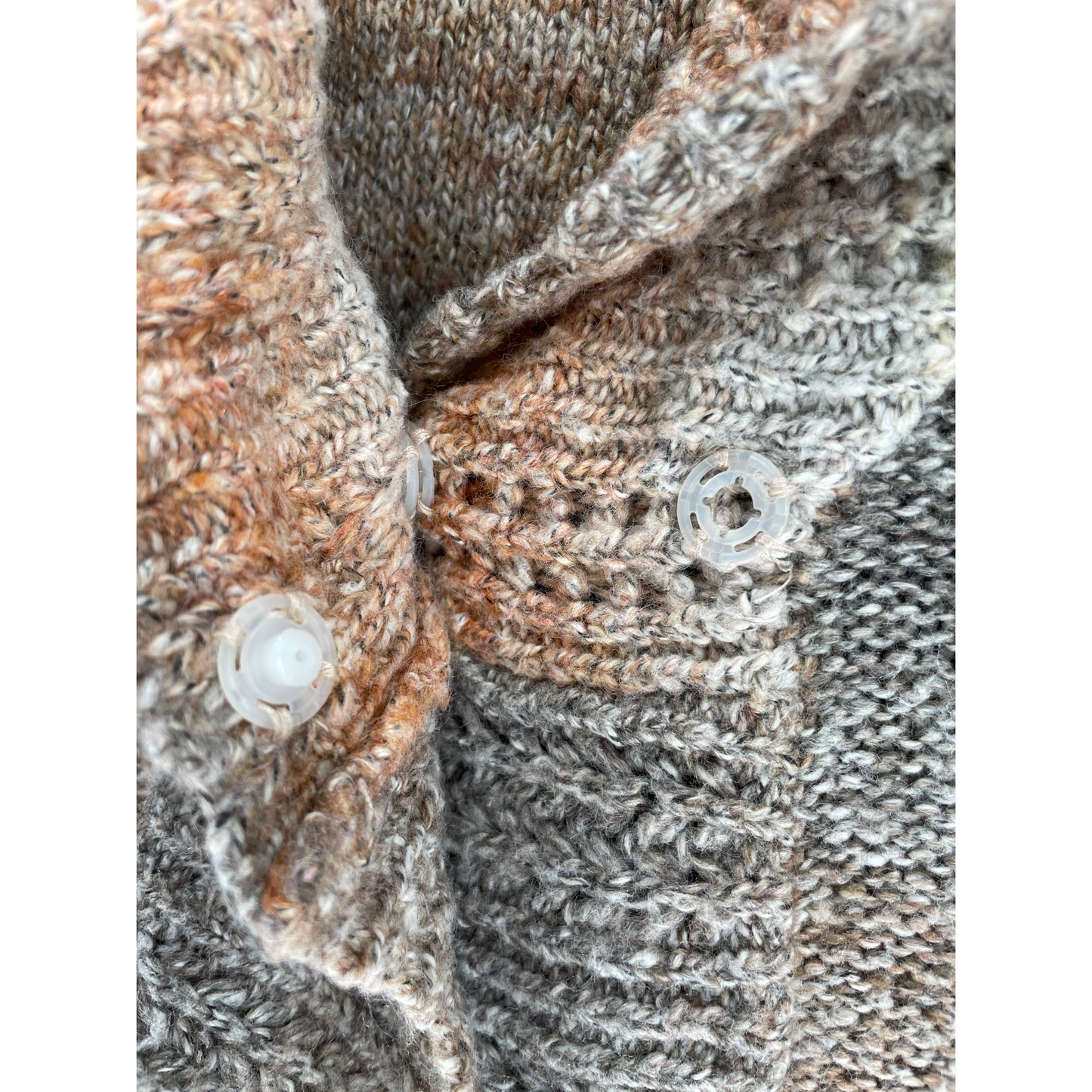 Dressbarn Medium Petite Multi-Colored Ruffle Neck Button-Up Cardigan Sweater